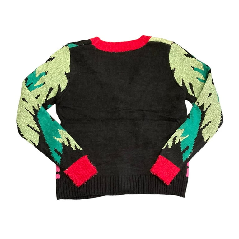 33 Degrees Women's Ugly Christmas Sweater Cardigan, Black Flamingo