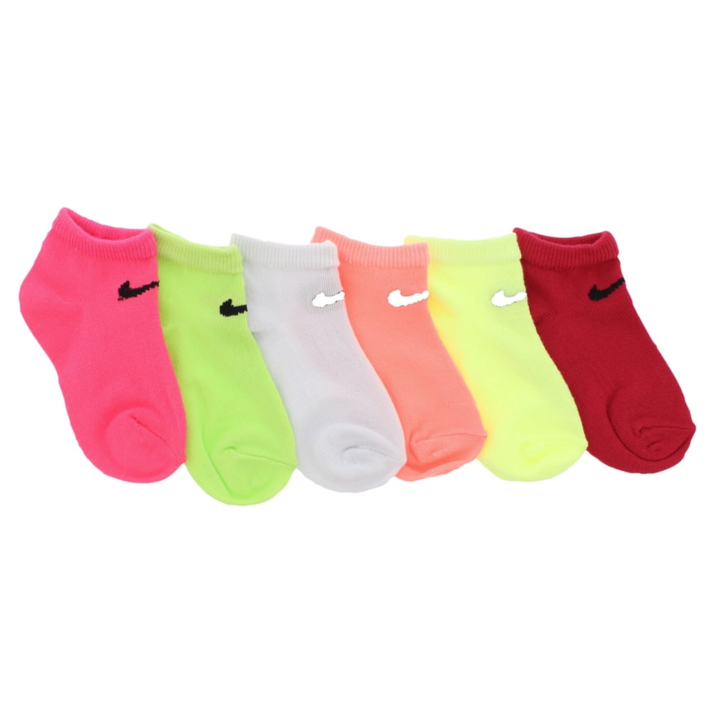 Nike Nike Girls Six Pack No Show Socks Flo Pink