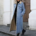 thumbnail image 7 of Women's Winter Windproof Lined Long Denim Coat Trucker Jacket Blue M, 7 of 7