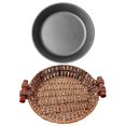 thumbnail image 1 of Iron Steak Plate Round Tray for Home Cooking and Outdoor Cooking Crafted with Iron and Rattan Basket and Easy to Clean 1 Set, 1 of 5