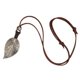 thumbnail image 1 of Collar colgante de hoja grande Zulema de aleación con cuerda de cuero marrón, 1 of 4