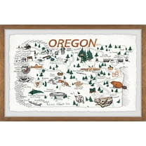 Marmont Hill Illustrated Map of Oregon State Framed Wall Art