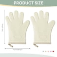 thumbnail image 3 of par de guantes de horno, resistentes al calor, guantes de cocina de silicona con forro de algodón, guantes de cocina de silicona antideslizantes con dedos (blanco), 3 of 3
