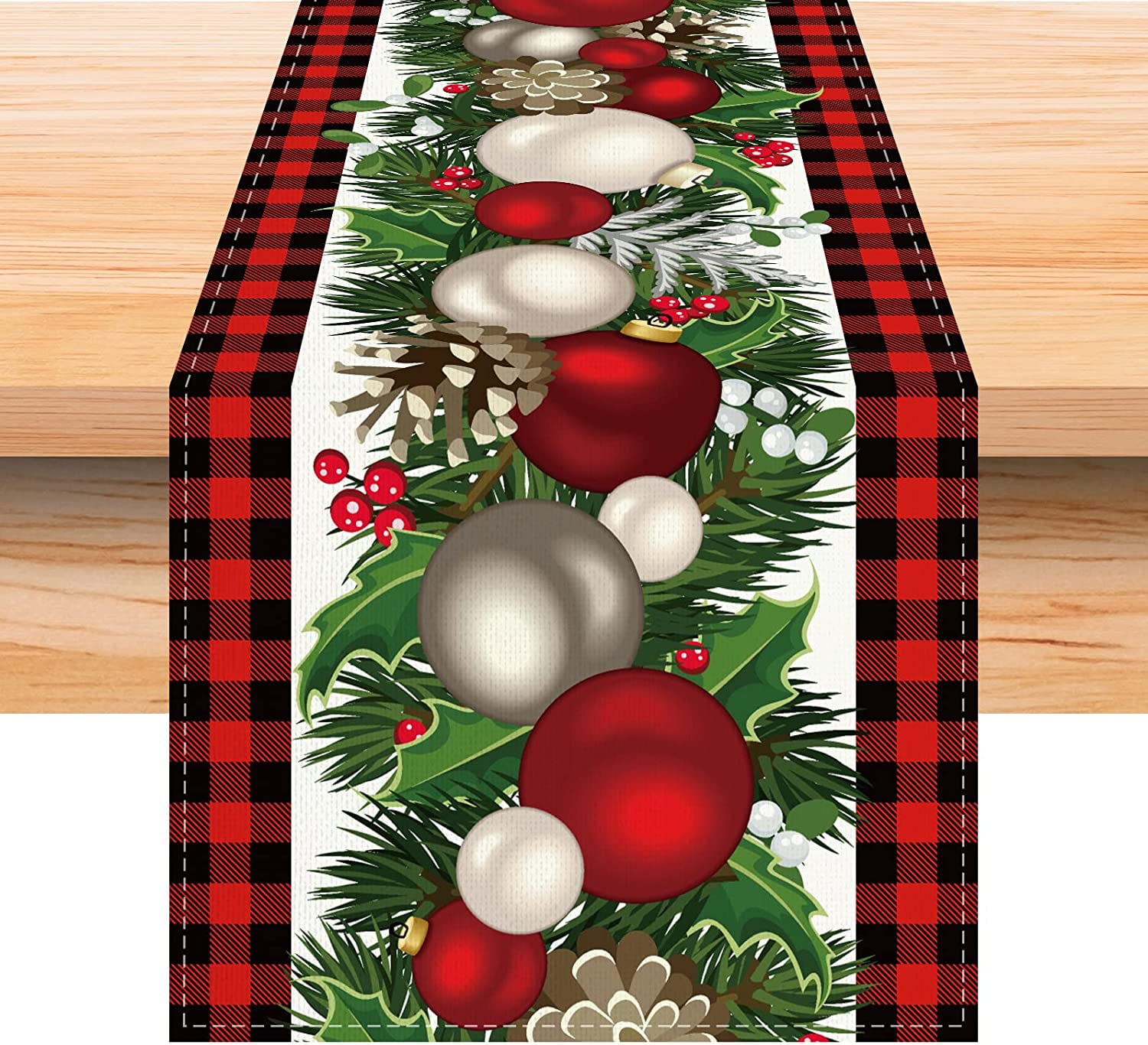 Newhomestyle Red and Black Buffalo Check Plaid Christmas Table Runner