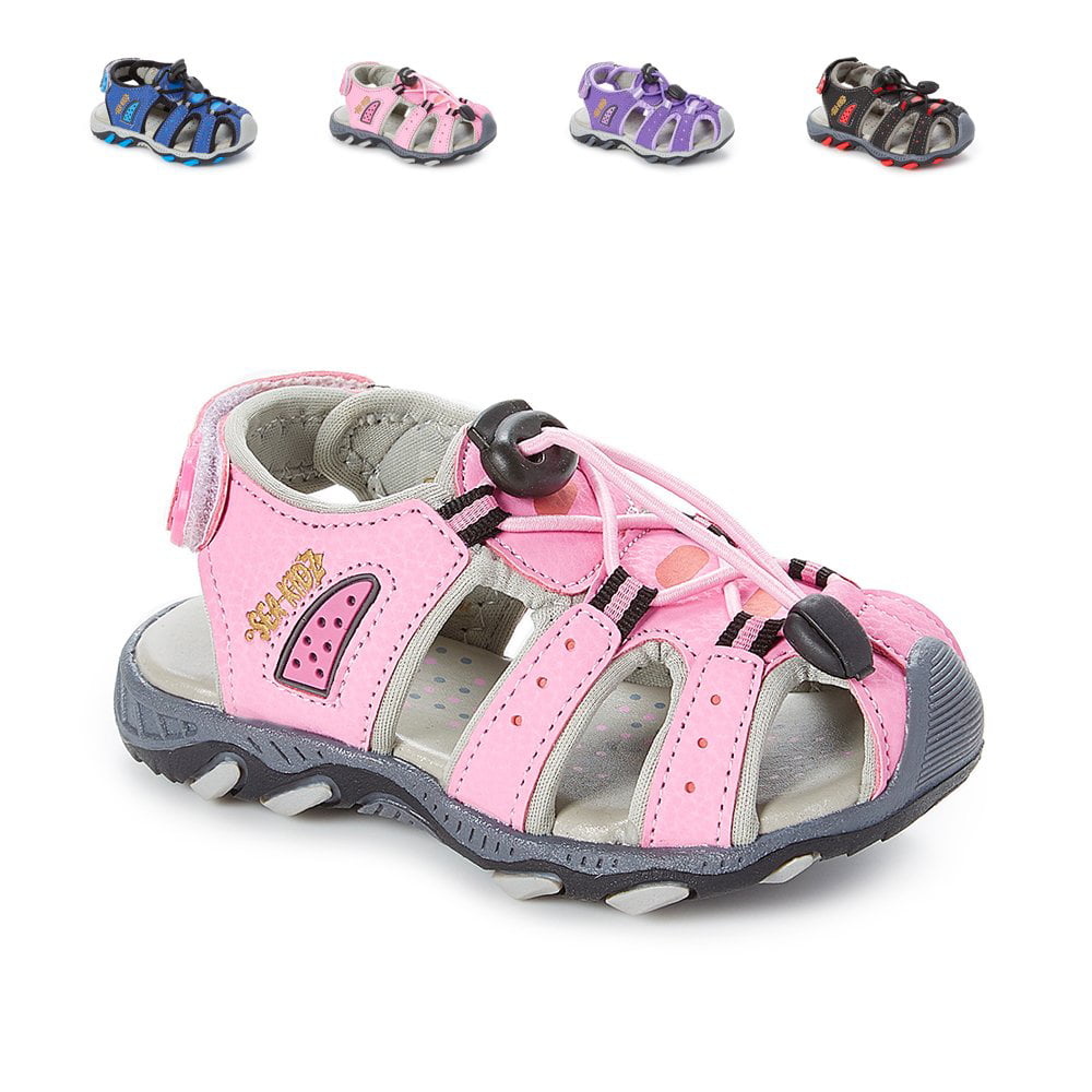 UBELLA Girls Closed-Toe Summer Solid Flower Outdoor Sport Casual Sandals Toddler/Little Kid