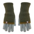thumbnail image 2 of 1 Pair Women Winter Gloves Thickened Colorblock Knitted Five Fingers Unisex Anti slip Cold Weather Driving Golfing Skiing Skating Gloves, 2 of 8