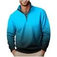 thumbnail image 2 of LODIENY Big and Tall Regular Fit Ombre Shirts for Men Casual 1/4 Zip up Long Sleeve Stand Collar Pullover Sweatshirts Lightweight Trendy Athletic Tops Lake Blue XXL, 2 of 5