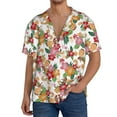 thumbnail image 7 of Lsque Pineapple Flower print Men's Cuban Collar Short Sleeve Shirt Summer Beachwear Casual Button Down Fashionable Vacation Leisure Shirt-Large, 7 of 7
