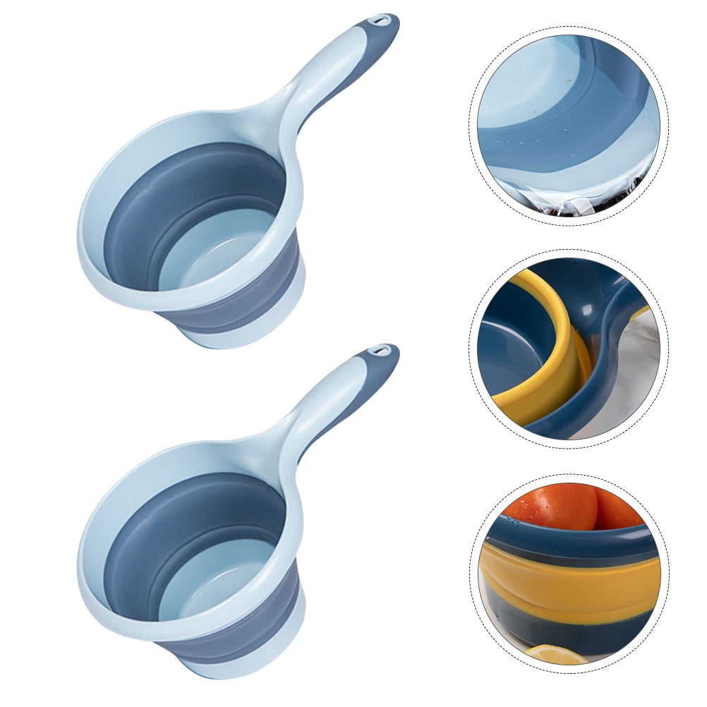 2pcs Folding Water Ladle, Collapsible Scoop Kitchen Ladles Water Scoop Cup Bucket For Kitchen Bathroom Garden (Random Color)