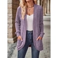 thumbnail image 4 of Women'S Long Cardigan, Autumn and Winter Long Sleeve Front Open Sweater with Pockets Lavender  L, 4 of 6