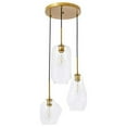thumbnail image 3 of Gene 3 light Brass and Clear glass pendant, 3 of 4