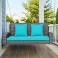 thumbnail image 2 of Patiojoy Outdoor Porch Swing Bench, Patio Wicker Hanging Swing with Rustproof Chains & Comfortable Cushions Turquoise, 2 of 10