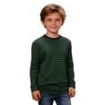 thumbnail image 3 of PMVFHDE T-Shirt Classique à Rayures à Manches Longues à Col Rond pour Garçons et Filles Haut Doux et Décontracté pour Enfants Confortable pour Tous les Jours Vert Foncé, 4-5 Ans, 3 of 6