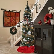 VEIKOUS 6.5ft Prelit Pencil Christmas Tree Slim w/250 LED Lights & Metal Stand, Green