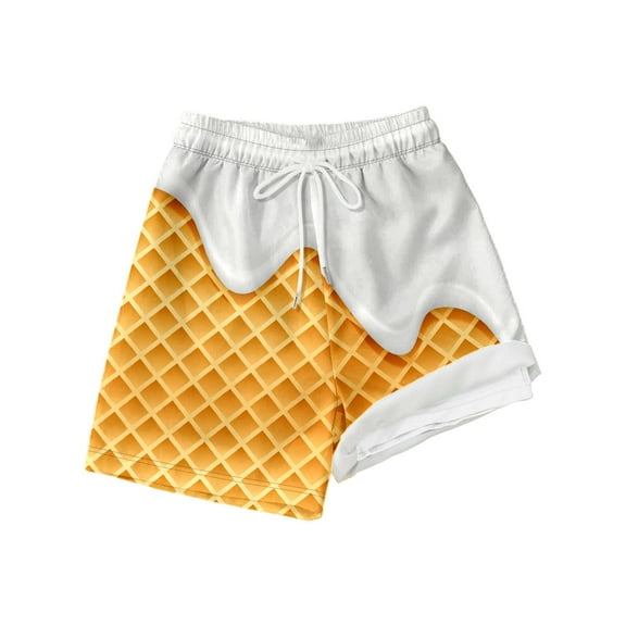 Weebloom Ice Cream Shorts Boys,Athletic Summer Outdoor Play Elastic Waistband 5-14 Knee-Length Comfortable Beachwear Boys Athletic Shorts,8 Years