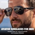 thumbnail image 2 of grinderPUNCH Polarized Aviator Sunglasses Men Women Retro Vintage Square Pilot Sun Glasses UV400 Protection - Deep Black, 2 of 9