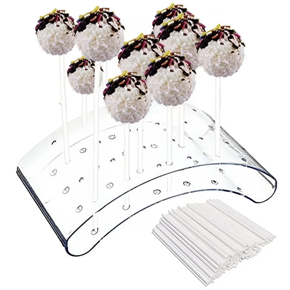 ACDANC 20 Holes Cake Pop Holder, Lollipop Stand With 100 Sticks, Cake Pop Supplies Kit, Popsicle Stick Holder For Baking