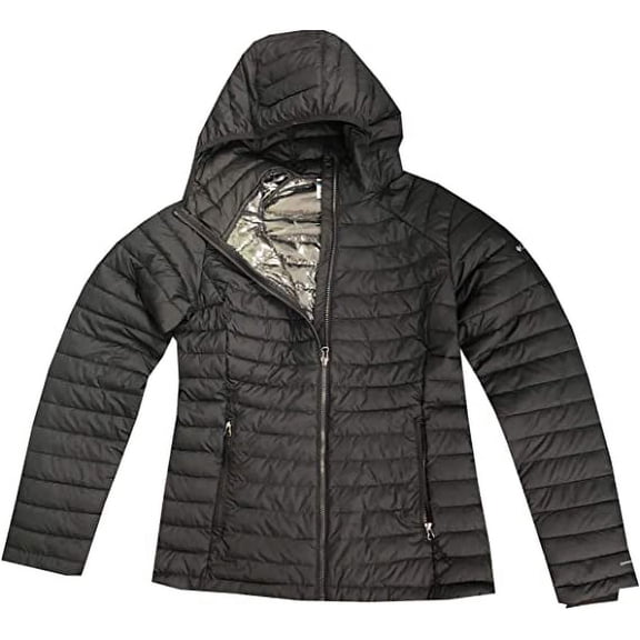 Columbia Women's White Out ll Omni Heat Hooded Jacket Puffer Standard Large Black