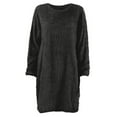 thumbnail image 5 of Arlun Soft Fuzzy Midi Sweater Dresses for Women 2025 Crewneck Long Sleeve Oversized Knit Warm Pullover Soft Cute Knee Length Lantern Sleeve Fall Dress Streetwear Outfits Black XXXXXL, 5 of 6