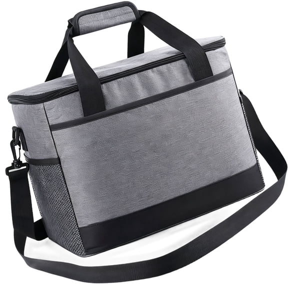 Picnic Cooler Large Capacity 11.8 x 7.3 x 8.3 in / 30 x 18.5 x 21 cm, Portable Thermal Bag Insulated, Hand-held Outdoor Camping Cooler, Gray