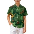 thumbnail image 5 of Ulanda Boy's Hawaiian Shirt Short Sleeve Casual Button Down Beach Aloha Shirt Kids Summer Luau Hawaii Shirts 1-13 Years (Dark Green, 11-12 Years), 5 of 7
