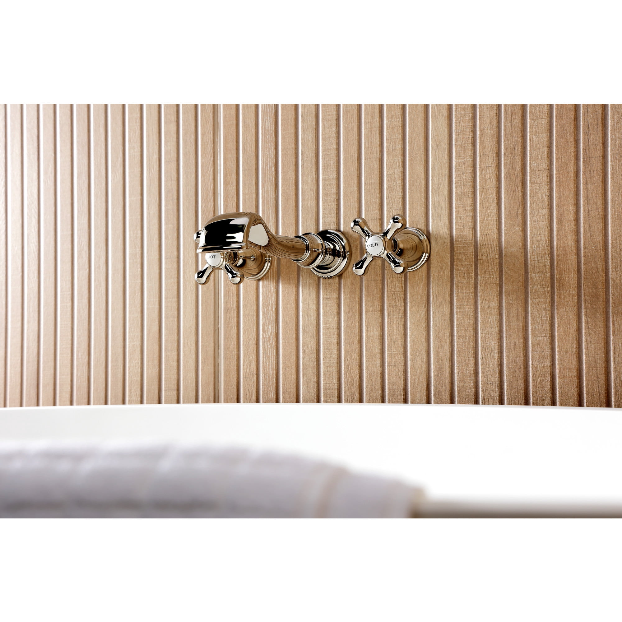 Kingston Brass KS5026AX  Two-Handle Wall Mount Roman Tub Faucet, Polished Nickel