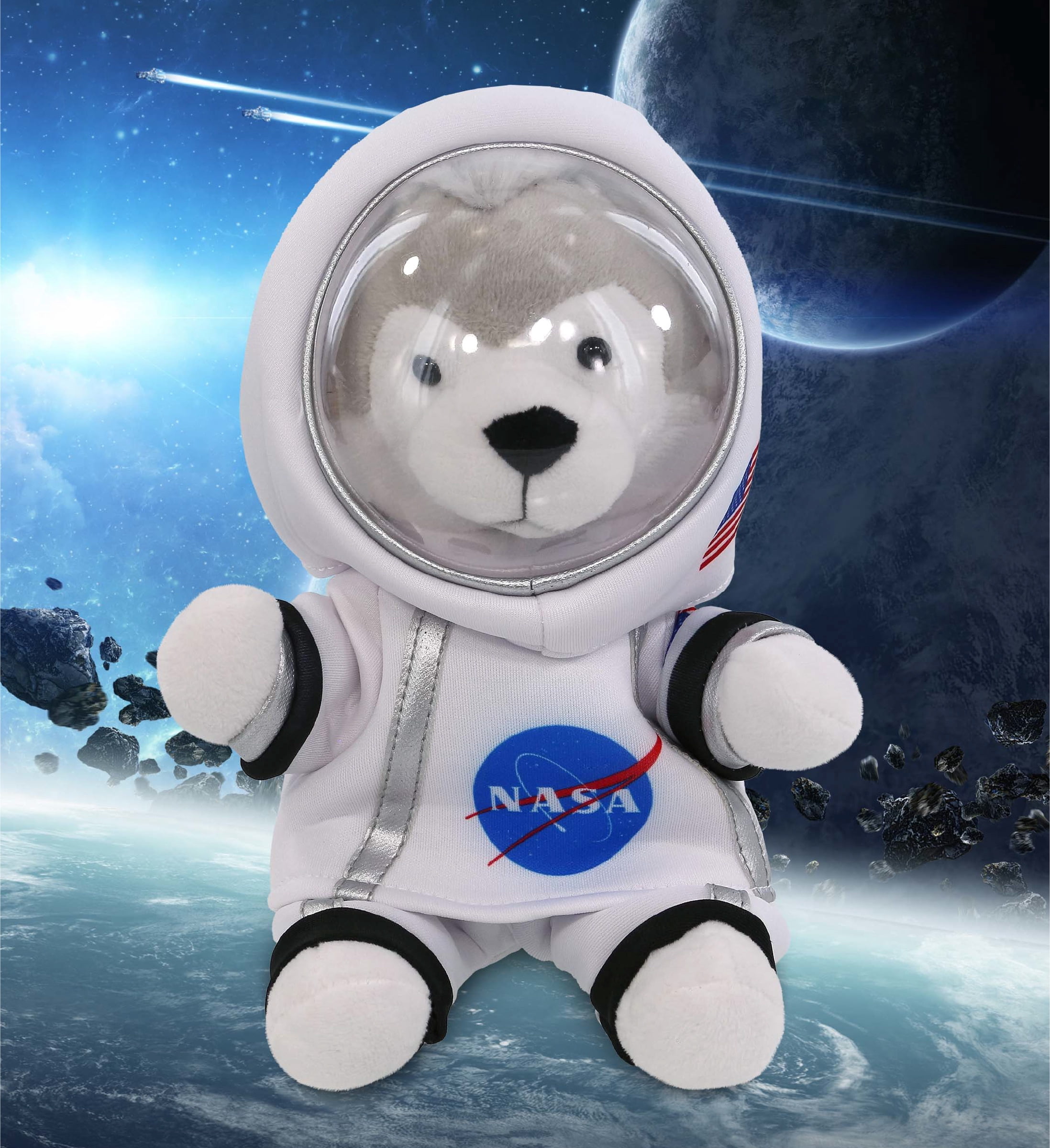 DolliBu Grey Wolf Astronaut Plush Toy - Super Soft Wild Life Astronaut Stuffed Animal Plush with Space Helmet and NASA Astronaut Suit, Cute Spaceman Doll Decor for Girls and Boys - 6 Inch