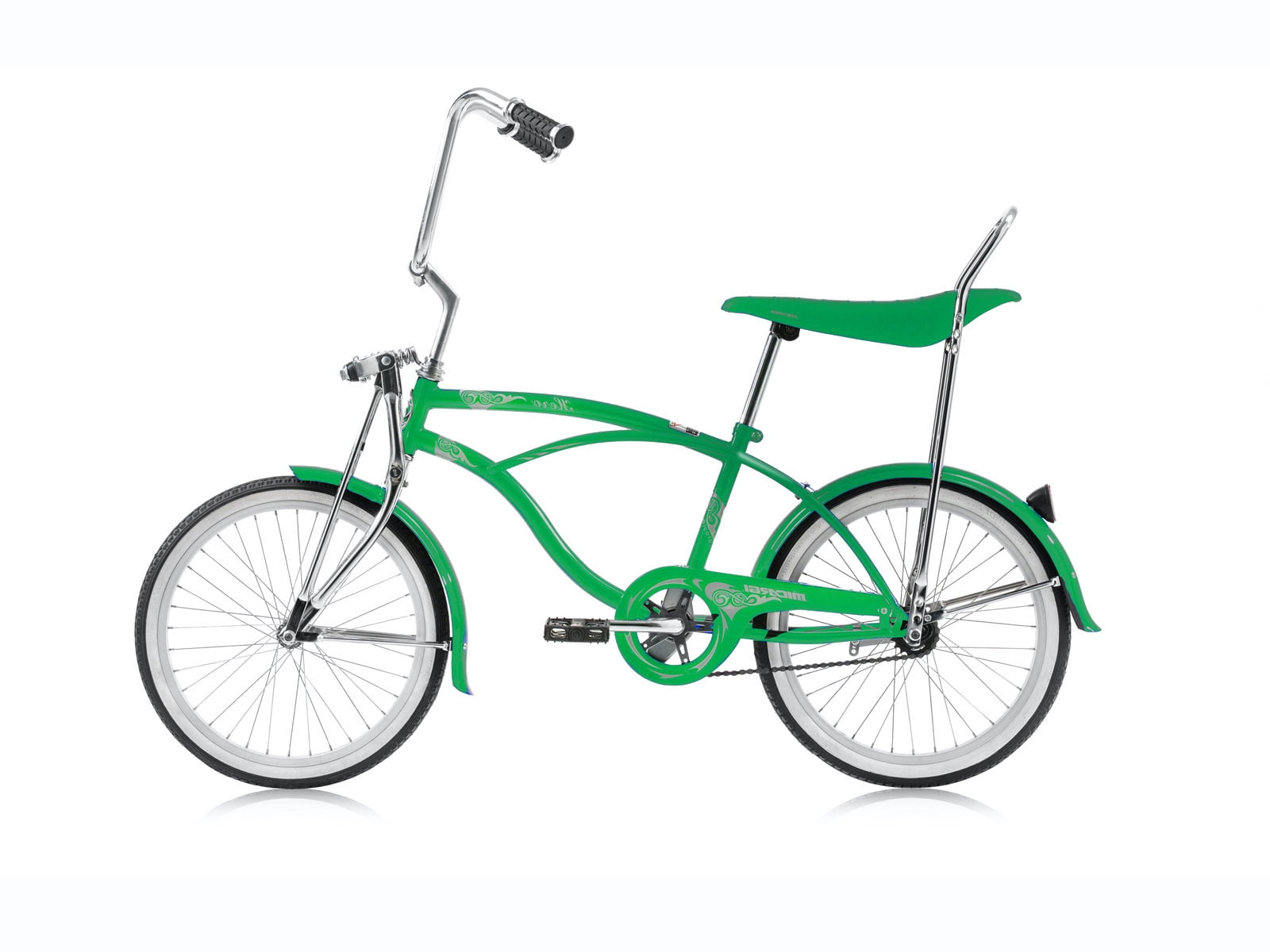 Wonder Wheels 20 In. Beach Cruiser Lowrider Coaster Brake Single Speed Bicycle, Bike With Banana Seat Stainless Steel Spokes One Piece Crank Alloy Rims 36 H - Green