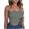 thumbnail image 2 of Nmnitkp Tube Tops for Women Show off your Figure Women's Crop Top High Cost Performance Tube Tops Sleeveless Stretchy Solid Strapless Solid color Tube Top, 2 of 5