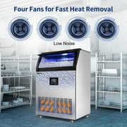 TITTLA Commercial Ice Maker, 200lbs/24H, Stainless Steel, Under Counter, 55lbs Ice Storage, 90Pcs Ice Cube, 550W