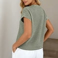 thumbnail image 2 of POIUYTR Women Summer Striped Tshirts Casual Crewneck Roll Up Short Sleeve Shirts Loose Fit Color Block Tops, 2 of 5
