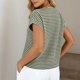 thumbnail image 4 of Moda de Verano de las Mujeres Casual Montado Color Sólido Cuello Redondo de Punto Camiseta de Poliéster Ligero Suave Cómodo de Manga Corta, 4 of 5