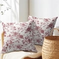 thumbnail image 5 of Dry Rose Pink Floral Pillow Covers 18x18 Inch Set of 2 Pink and Cream Chinoiserie Flower Outdoor Decorative Throw Pillows Vintage Rustic Toile Pillowcases Cushion Covers for Couch Home Decor, 5 of 6