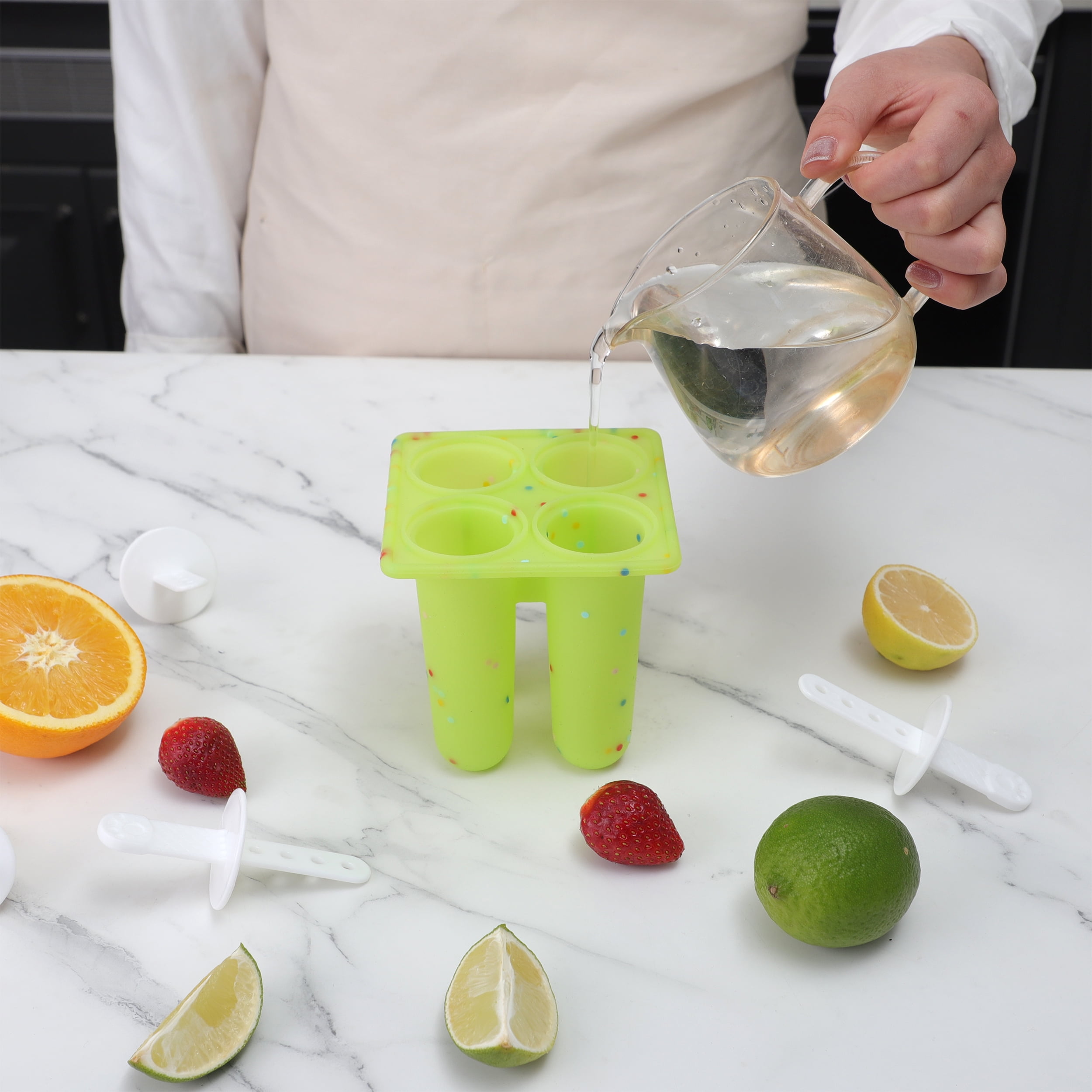 Round Silicone Ice Pop Molds - Reusable & Dishwasher Safe, Green