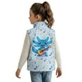 thumbnail image 2 of Xixirimido Blue Axolotl Music Notes Pattern Boys Girls Full Zip Fleece Vest Sleeveless Stand Collar Outwear Warm Jacket with Pockets for 2T, 2 of 7