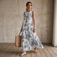 thumbnail image 3 of Xixirimido Blue Toile Print Women Maxi Dresses Casual Summer Dresses Tank Long Flowy Sleeveless Sundresses with Pockets Beach Vacation Outfits, 3X-Large, 3 of 7