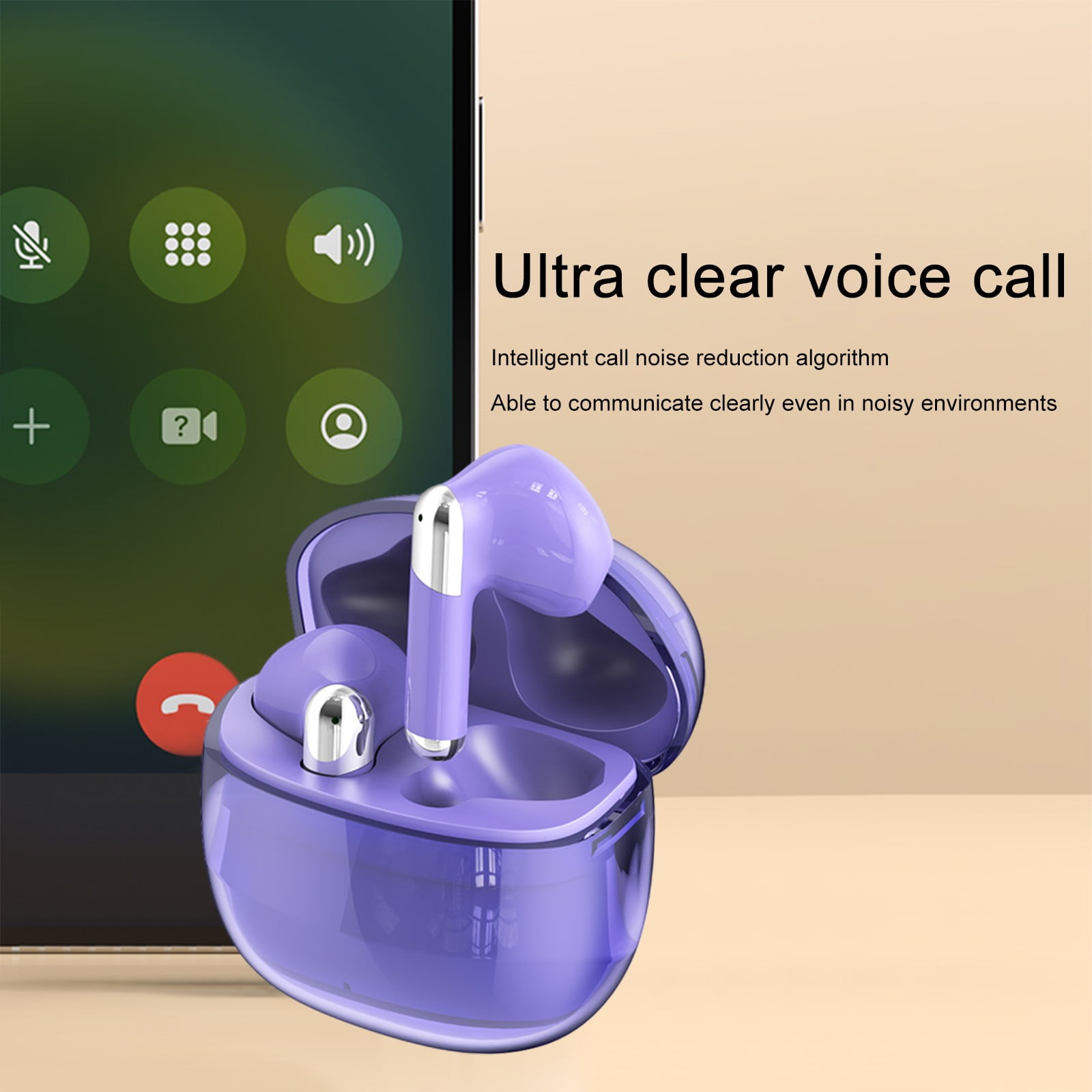 Active Noise Cancelling Wireless Earbuds, Reduce Noise by Up to 95%, 140H Playtime, IPX6 Waterproof, Deeper Bass, 4 ENC Mics, Comfortable Fit, Bluetooth 5.3 Ear Buds - Bowie MA10 - Purple