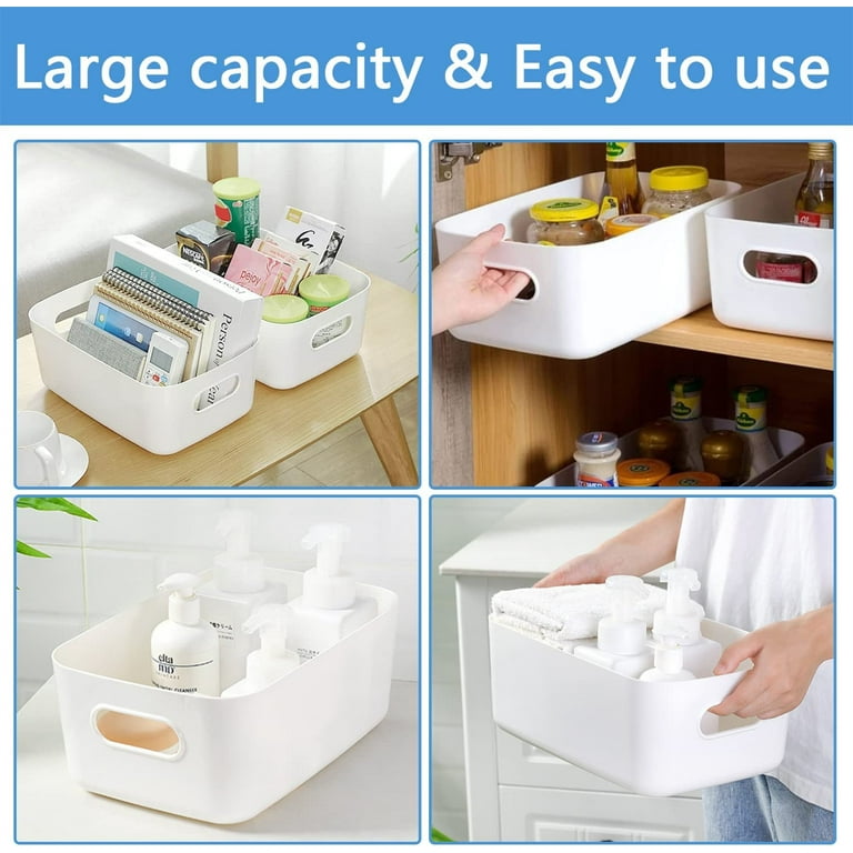 Casewin Plastic Storage Baskets, Plastic Storage Boxes, Stackable Storage  Organiser Boxes with Handles for Kitchen Bathroom Cupboards Shelves  Drawers