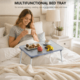 thumbnail image 7 of Artmeer Foldable Lap Desk for Bed and Couch, Portable Breakfast Serving Tray with Folding Legs, Bamboo Laptop Table, Bed Desk and TV Tray for Eating, Reading, Writing, Gray, 7 of 7