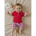 thumbnail image 3 of Rovasas Boys Back to School Outfits Apple Embroidery T-Shirt and Plaid Shorts, 3 of 9