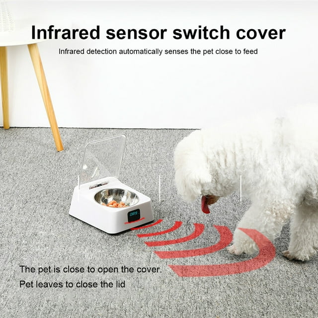 kurtrusly Automatic Pet Feeder Cat Bowl Auto Cover Waterer Sensor Splash-proof Intelligent Moisture-Proof Dispenser with Lid Use
