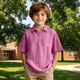 thumbnail image 6 of Dwellite Boys and Girls' School Uniform Short-Sleeve Polo Shirts Breathable Button Collared Casual Active Tops 3-13 Years Hot Pink 120, 6 of 6