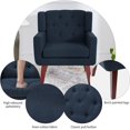 thumbnail image 6 of Accent Reading Chair Button-Tufted Upholstered Comfy Mid Century Modern Chair with Linen Fabric Lounge Arm Chairs for Living Room Bedroom (Dark Blue), 6 of 15