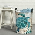 thumbnail image 5 of Picia Watercolor Sea Turtle Large Laundry Basket, Waterproof, Freestanding Laundry Hamper, Collapsible Tall Clothes Hamper with Extended Handles-Medium, 5 of 8