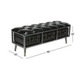 thumbnail image 3 of DecMode Wood Storage Bench with Tufted Faux Leather, Black, 3 of 13