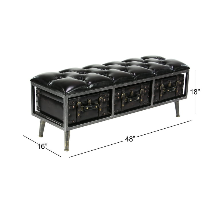 Black Tufted Hard WoodStorage Bench Black Tufted Hard WoodStorage Bench