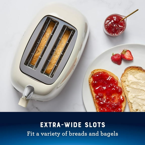 2-Slice Toaster with Extra Wide Slots, Bagel Toaster, Oat Milk - Sleek Retro Design for Perfect Toast