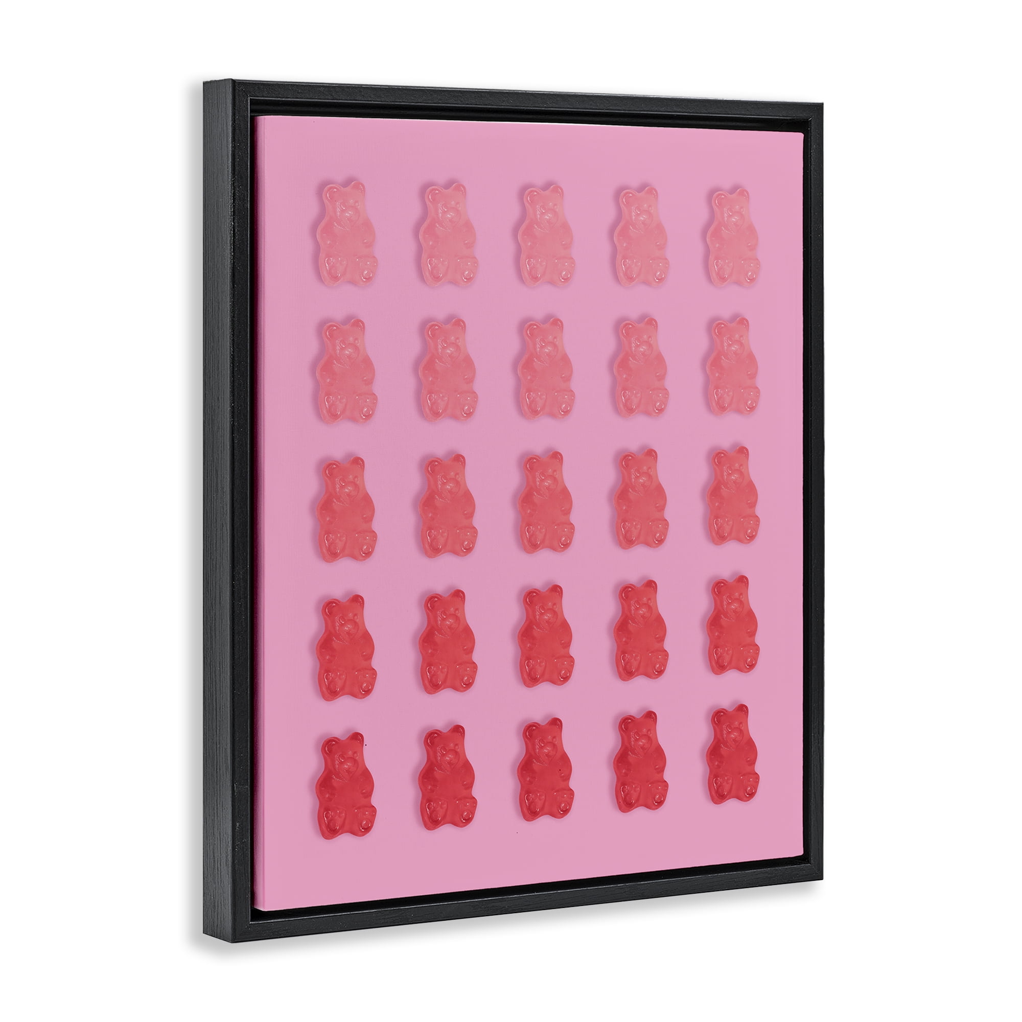 Stupell Industries Sweet Pink Gummy Bears Black Framed Floater Canvas Wall Art, design by LISH Creative