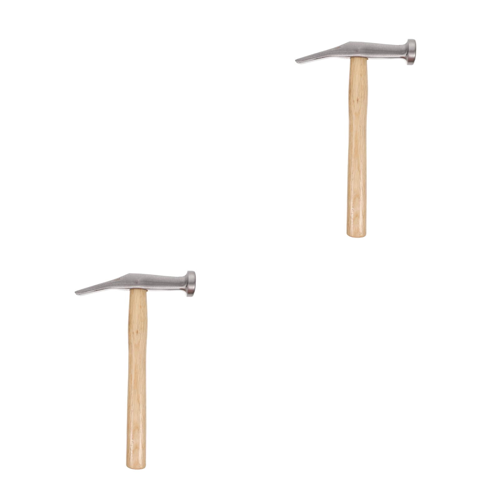 SKISUNO Portable Steel Hammer Khaki Wooden Handle for Shoe Making 2Pcs