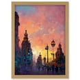 thumbnail image 1 of Prague City 1800's Sunset Painting Purple Pink Clouds Artwork Framed Wall Art Print A4, 1 of 4